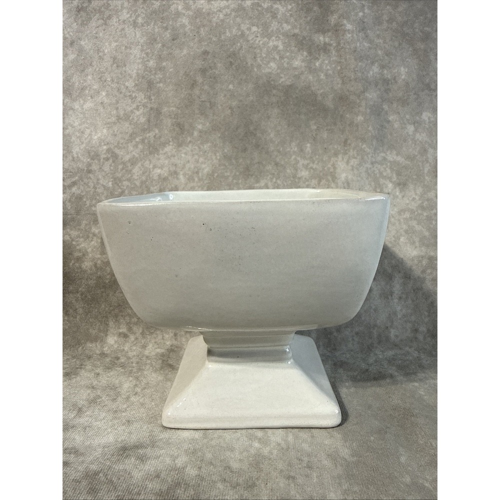 Frankoma Vintage Pottery Ceramic Pedestal Planter Model 23A White